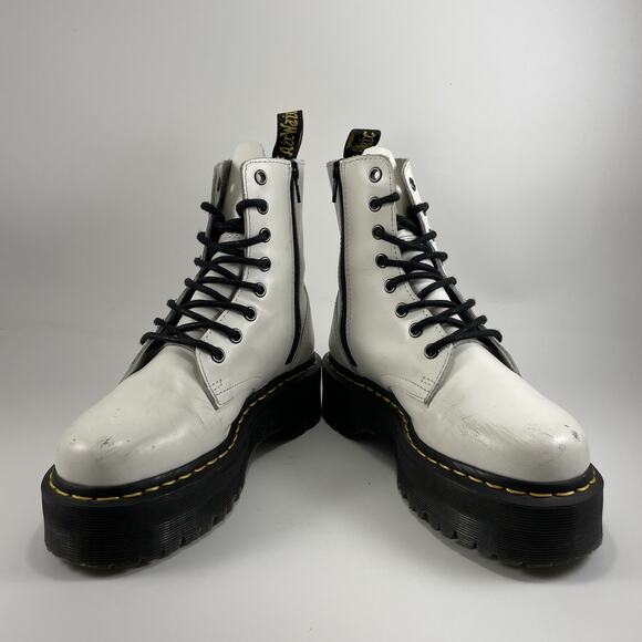 Dr Martens Doc Jadon Platform Quad Boots Womens Size 6 White Leather 8-Eye - Picture 2 of 11